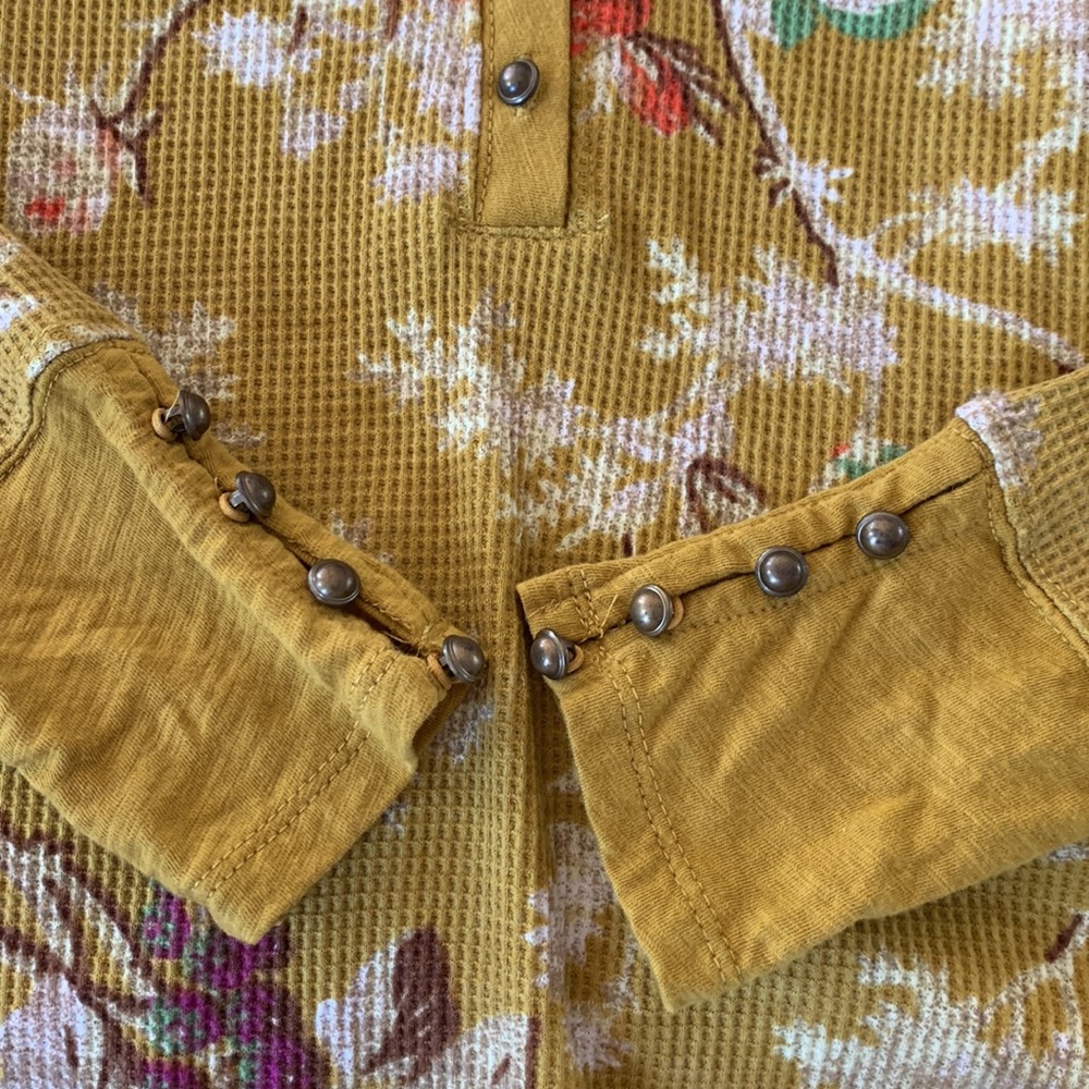 Anthropologie Pilcro Waffle Henley Long Sleeve Floral Top - Picture 10 of 10